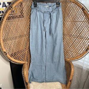Happily Grey Light Blue Wide-Leg Denim Pants